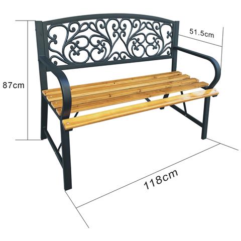 Panchina da Giardino NERINA con Legno Laccato e Gambe in Ghisa, Colore Marrone e Nero - Foto 3