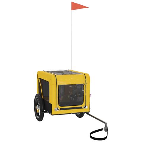 Rimorchio Da Bici Per Animali Giallo E Nero Oxford E Ferro - Foto 2