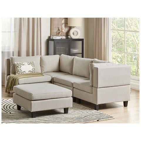 4 Posti Unstad Tessuto Beige Chiaro Con Ottomana Lato Destro - Foto 1