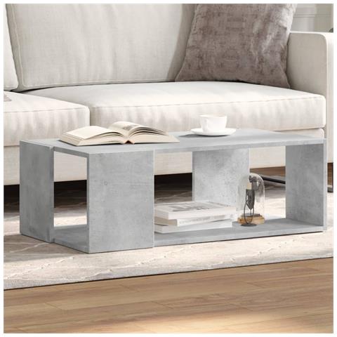 Tavolino Salotto Grigio Cemento 89,5x48x30cm Legno Multistrato - Foto 1
