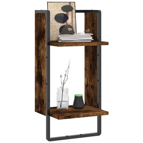 Mensola Da Parete Con Asta Rovere Fumo 30x25x65 Cm - Foto 2