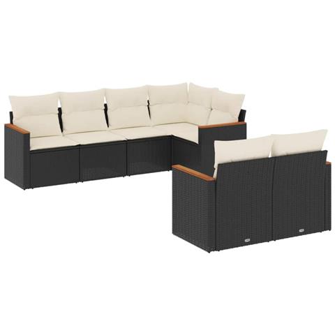 Set Divani Da Giardino Con Cuscini 7pz Nero Polyrattan - Foto 1