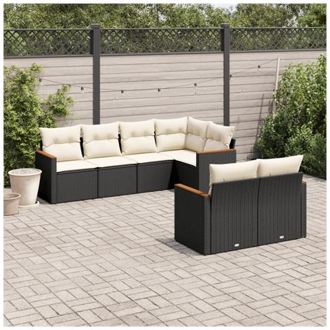 Set Divani Da Giardino Con Cuscini 7pz Nero Polyrattan - Foto 3