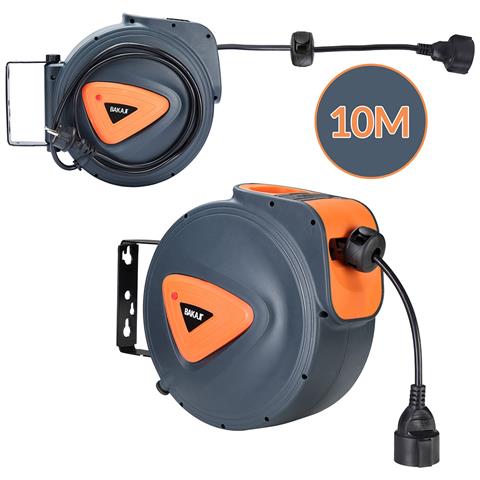 Avvolgicavo Elettrico Con Cavo 10mt Prolunga Shucko Avvolgitubo Fissaggio Muro - Foto 5
