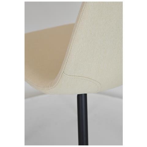 Set 4 Sedie Sala Da Pranzo Sole Gambe In Acciaio Nero Opaco, Tessuto Avorio - Foto 7