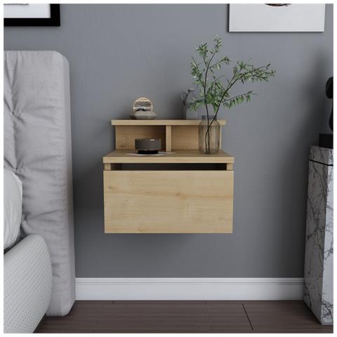 Visby Comodino A Muro In Legno Con Cassetto E Ripiano - Foto 1