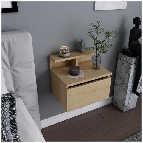 Visby Comodino A Muro In Legno Con Cassetto E Ripiano - Foto 6