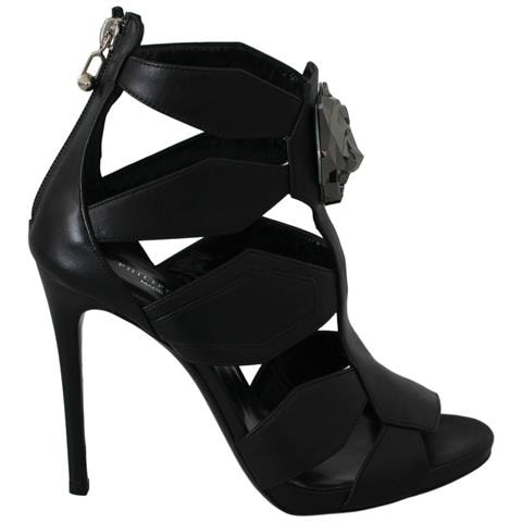 Scarpe Spillo Pipistrello Tacco Alto Pelle Nera - Eu37/us6.5 - Foto 1