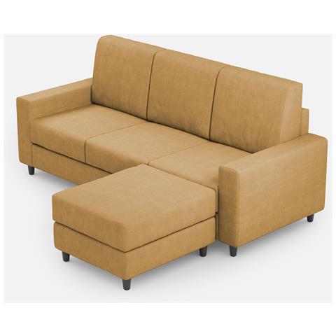 Divano Sakar 3 Posti (tre Sedute Da 60cm) + Pouf Misure Esterne L. 208 P. 155 Colore Ocra - Foto 1