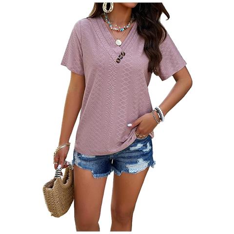 Maglietta Donna Rosa Taglia S Traspirante Scollo Classico - Foto 1