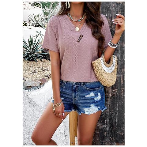 Maglietta Donna Rosa Taglia S Traspirante Scollo Classico - Foto 5