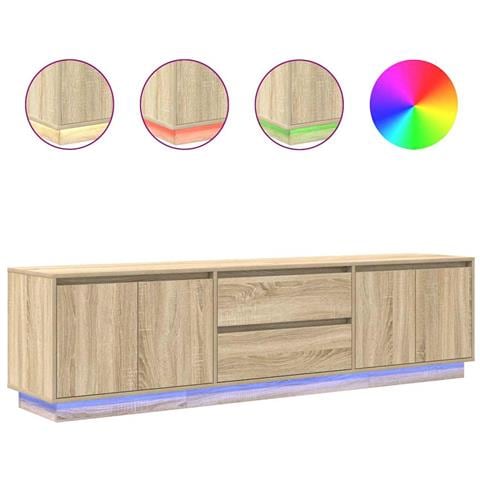 Mobile Porta TV con Luci LED Rovere Sonoma 193,5x41x50 cm - Foto 1