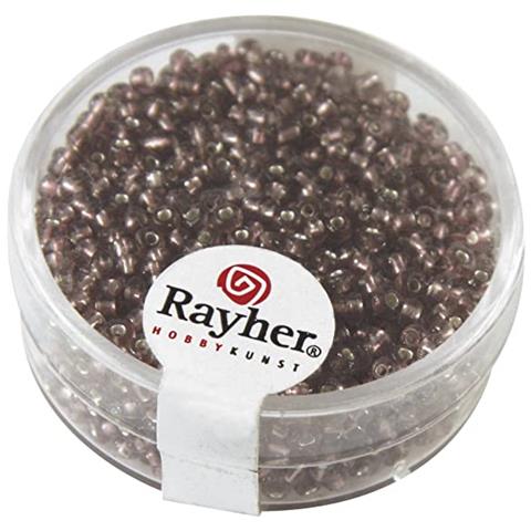 Rayher - 17 Grammi - Perline In Vetro Rotonde Con Foro Argentato Ø2mm - Colore Lilla - Foto 1