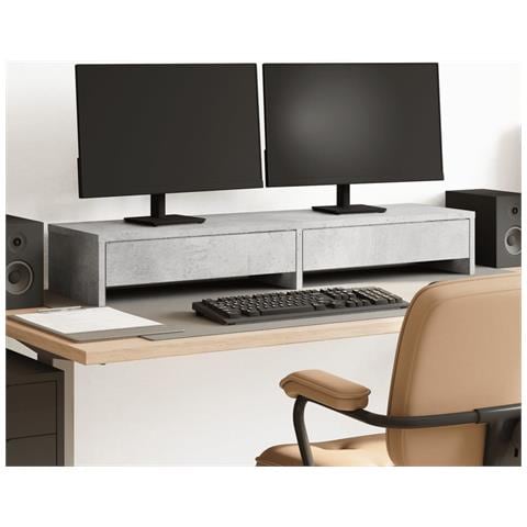 Supporto Monitor Con Cassetti Grigio 100x27x15 Cm In Truciolato - Foto 1