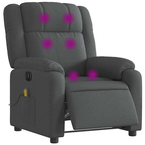 Poltrona Reclinabile Massaggio Elettrica Grigio Scuro Tessuto - Foto 3