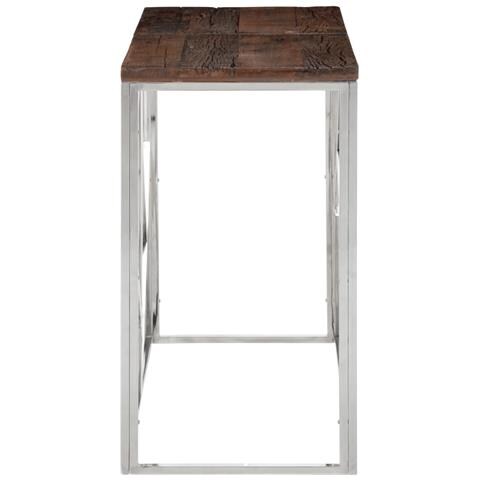 Tavolo Consolle Argento Acciaio Inox E Traverse Legno Massello - Foto 3