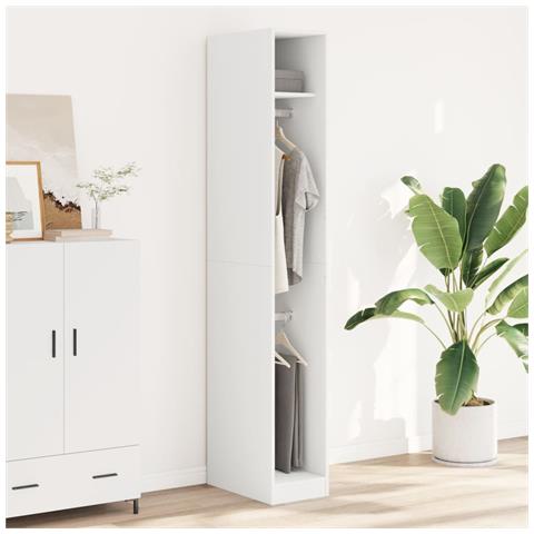 Armadio Bianco 30x50x200 Cm In Legno Multistrato - Foto 3