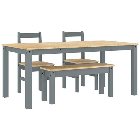 Set Da Pranzo 4 Pz Panama Grigio In Legno Massello Di Pino - Foto 2