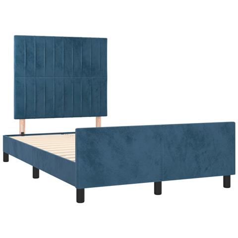 Giroletto Senza Materasso Blu Scuro 120x190 Cm Velluto - Foto 3
