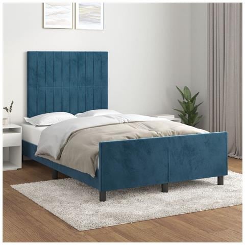 Giroletto Senza Materasso Blu Scuro 120x190 Cm Velluto - Foto 1
