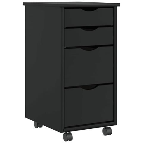 Armadietto Rotante Con Cassetti Moss Nero Legno Massello Pino - Foto 1