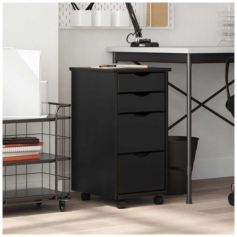 Armadietto Rotante Con Cassetti Moss Nero Legno Massello Pino - Foto 2