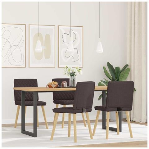 Sedie Da Pranzo 4 Pz Marrone Scuro In Tessuto - Foto 2