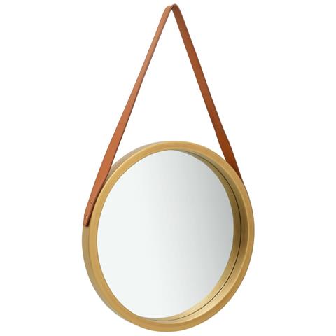 Specchio Da Parete Con Cinghia 40 Cm Oro - Foto 2