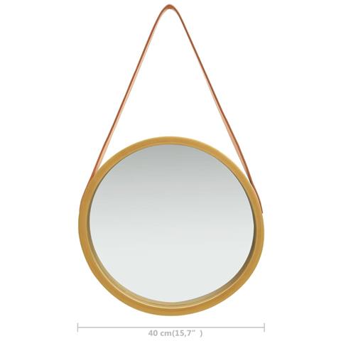 Specchio Da Parete Con Cinghia 40 Cm Oro - Foto 6
