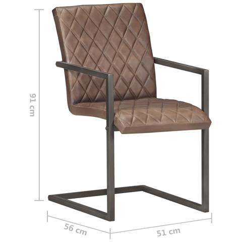 Lusso Casadino - Sedie Da Pranzo A Sbalzo 6 Pz Marroni In Vera Pelle - Foto 7