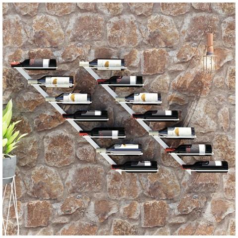 Lusso Casadino -  Portavini Da Parete Per 7 Bottiglie 2 Pz Metallo Bianco - Foto 2