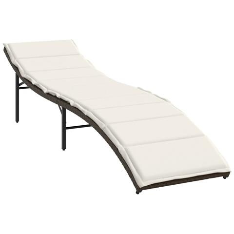 Lettino Prendisole con Cuscino Marrone 55x199x50 cm Polyrattan - Foto 1