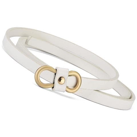 Cintura Liscia Con Fibbia (105 Cm) In Pelle Pu Marrone Chiaro, Accessorio Versatile Per Ogni Outfit White - Foto 1