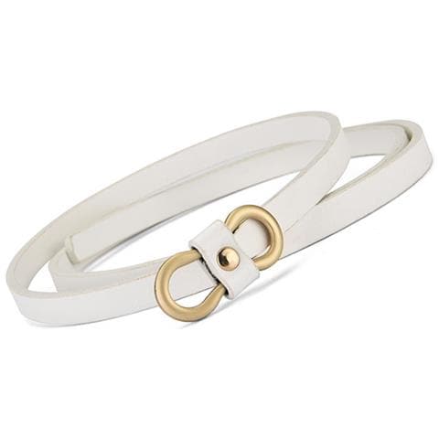 Cintura Liscia Con Fibbia (105 Cm) In Pelle Pu Marrone Chiaro, Accessorio Versatile Per Ogni Outfit White - Foto 2