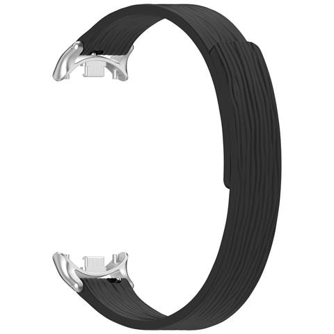 Cinturino Magnetico A Righe In Silicone Compatibile Con Xiaomi Mi 10 - 12mm Black - Foto 1