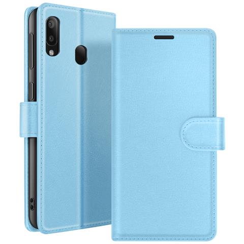 Custodia A Portafoglio Per Galaxy A20e Con Funzione Di Supporto E Linguetta Magnetica, Azzurro - Foto 1