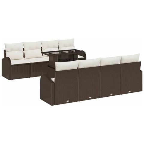 Set Divano da Giardino 9 pcs Marrone 100 x 55 x 73 cm - Foto 1