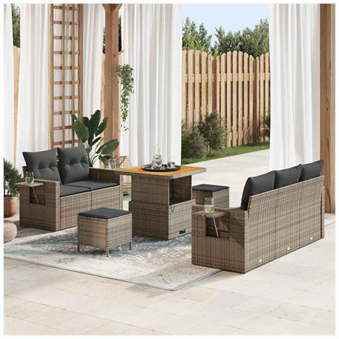 Set Divano da Giardino 8 pcs Grigio polyrattan - Foto 2
