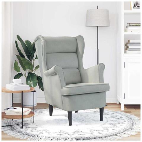 Poltrona Grigio chiaro 71 x 92 x 91 cm Velluto - Foto 2