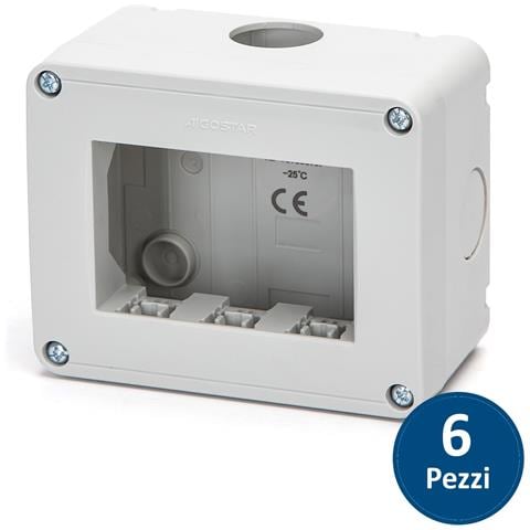 Cassetta Elettrica Portafrutti A 3 Vie Da Superficie Compatibile Serie Vimar Plana 6 Pezzi - Foto 1
