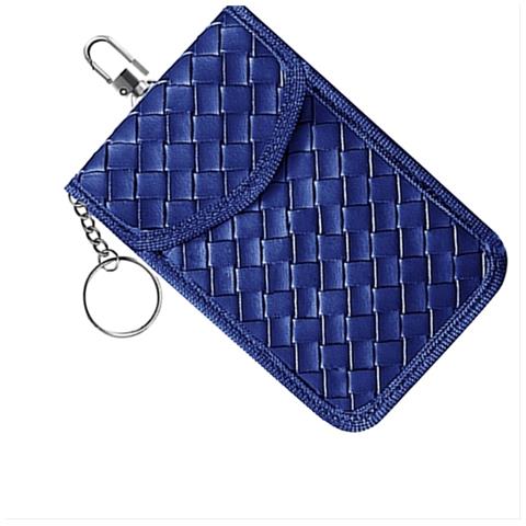 Custodia Schermante In Pelle Pu Intrecciata Per Chiavi Auto - Borsa Di Faraday Rfid Per Protezione Keyless Entry Blue - Foto 3
