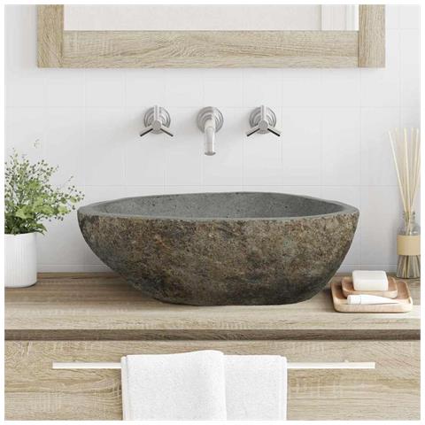 Lavabo Grigio chiaro (46-52) x (35-40) x 15 cm Pietra di Fiume - Foto 2