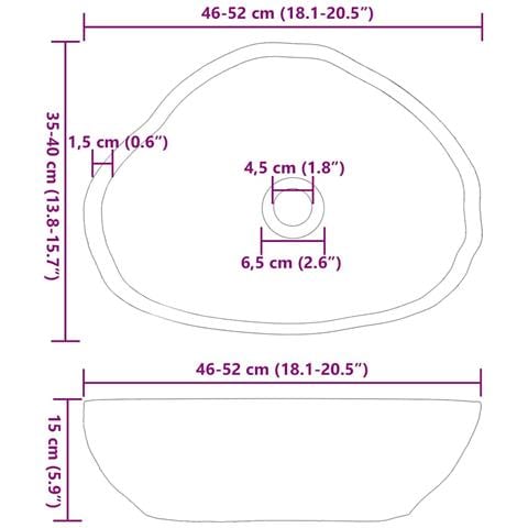 Lavabo Grigio chiaro (46-52) x (35-40) x 15 cm Pietra di Fiume - Foto 9