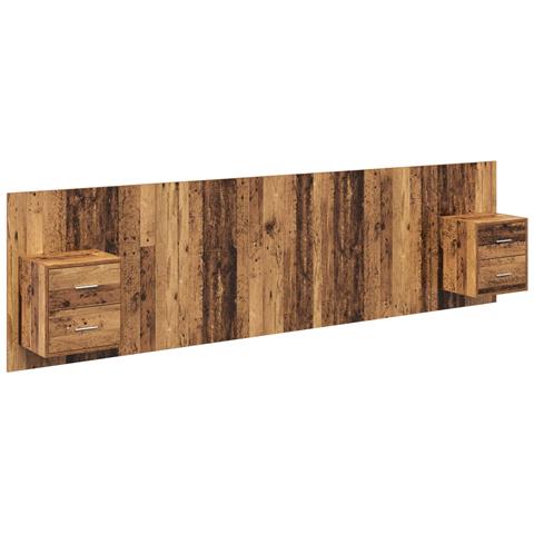 Testata con Comodino 3 pcs Legno vecchio Legno multistrato - Foto 1