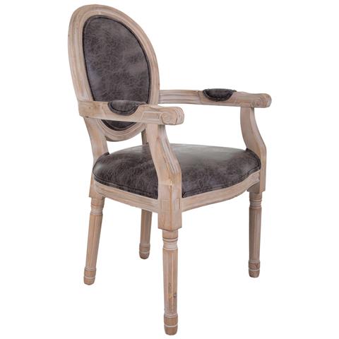 Poltrona In Legno Imbottita Grigia 55x46x48/96h - Foto 1