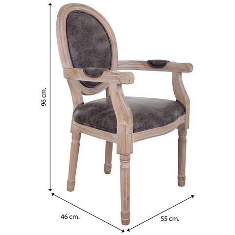 Poltrona In Legno Imbottita Grigia 55x46x48/96h - Foto 8