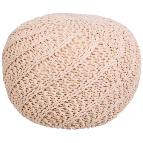 Puf In Cotone Intrecciato Panna 45x45x30h - Foto 1
