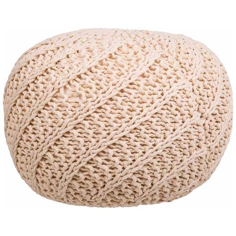 Puf In Cotone Intrecciato Panna 45x45x30h - Foto 2