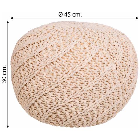 Puf In Cotone Intrecciato Panna 45x45x30h - Foto 5