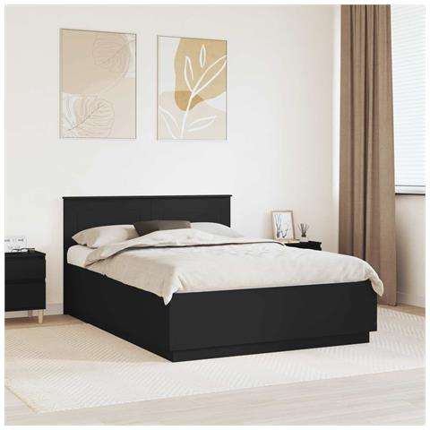 Struttura del letto Nero 150 x 200 cm Legno multistrato - Foto 2